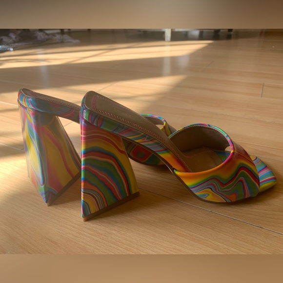 BAMBOO Shoes - NWOT Bamboo Disco Rainbow Tie Dye Heels